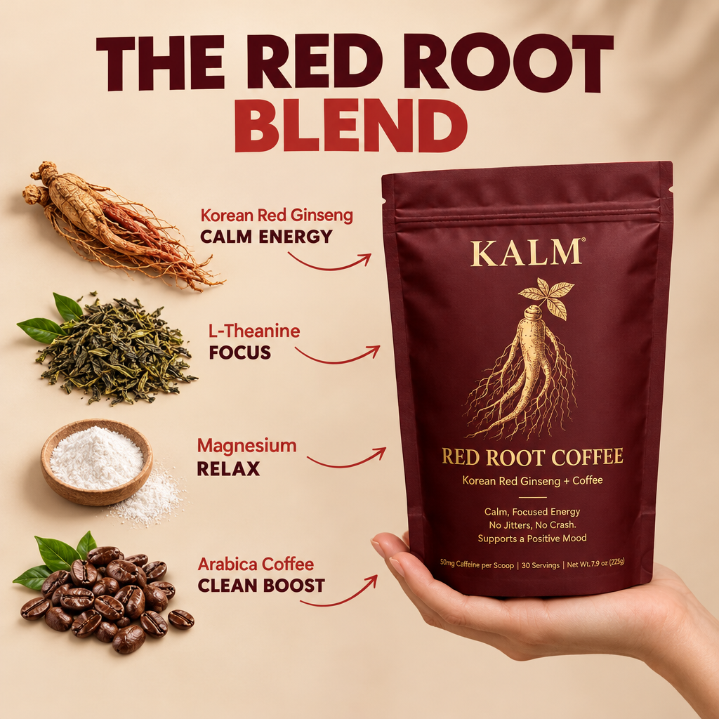 The Red Root blend: Korean red ginseng, L-theanine, magnesium and arabica coffee