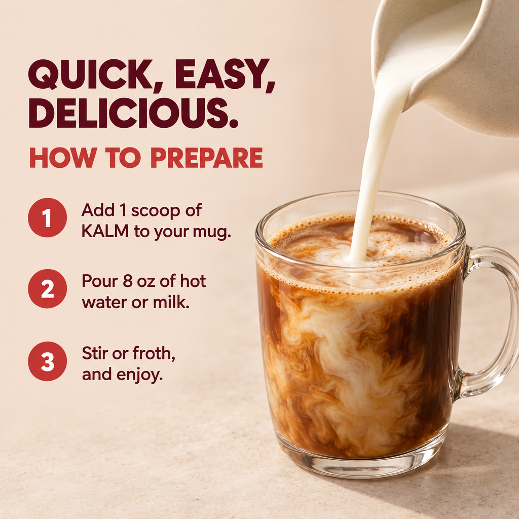 How to prepare: 1 scoop, 8 oz hot water or milk, stir or froth