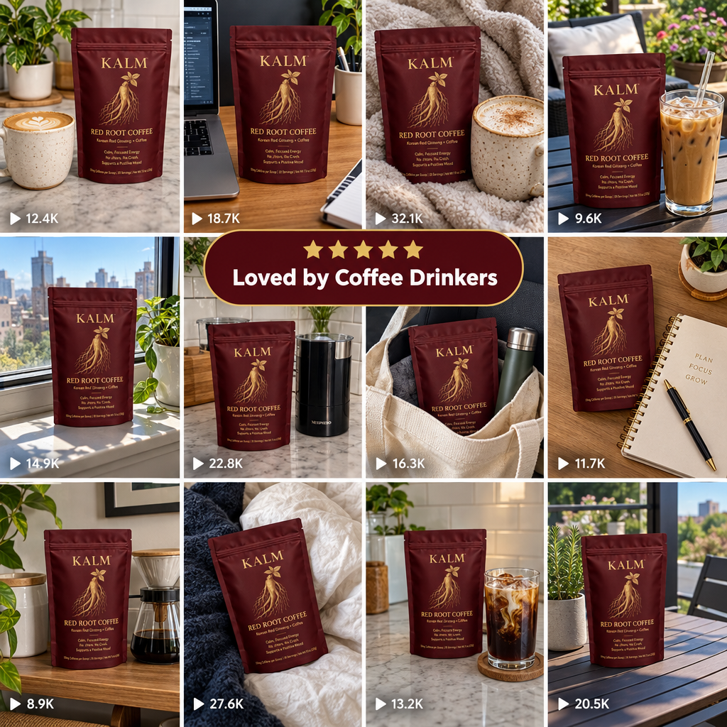KALM Red Root Coffee at home, at work and on the go